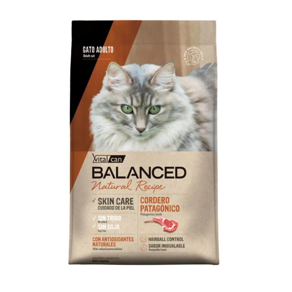 Vital Can Balanced Gato Adulto Natural Recipe Cordero x 7,5Kg