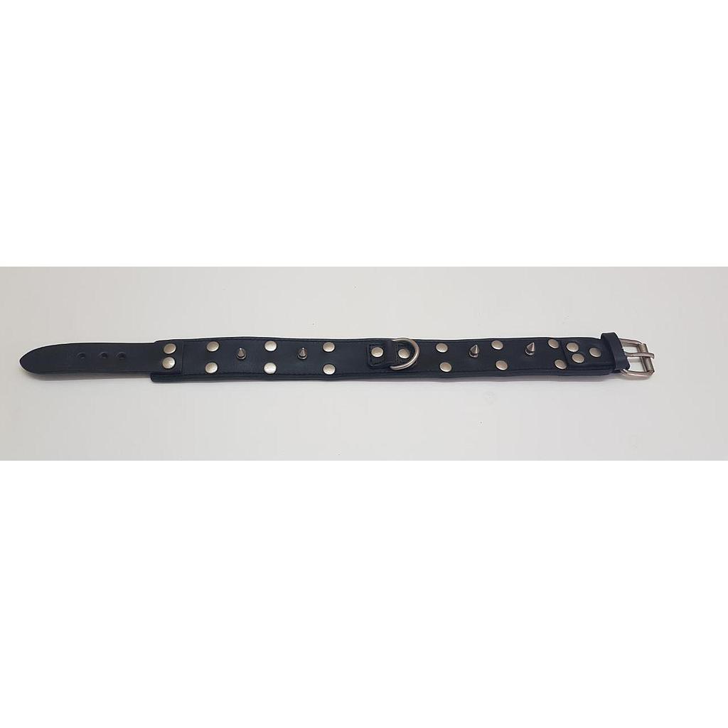 collar cuero con puas mediano