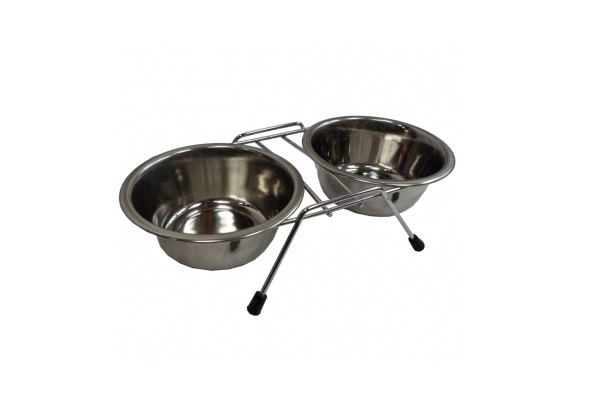 COMEDERO INOX DOBLE BASE ALAMBRE 2X16CM - PER-ROS