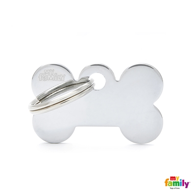 MEDALLA BASIC CHROME SMALL BONE CHROMED BRASS MFB01 - MY FAMILY