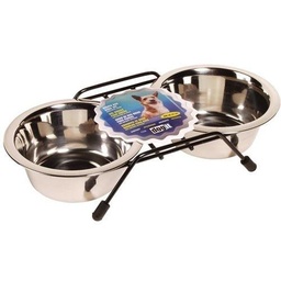 [23981] comedero/bebedero acero inox. doble elevado - large - 2x1,5lts