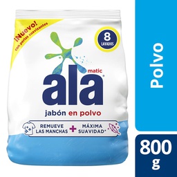 Ala Matic Jabón en Polvo Remueve Las Manchas Mas Dificiles x 800g
