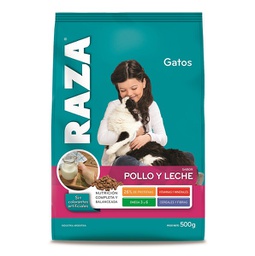 [7264] GATOS ADULTOS POLLO Y LECHE 18 UNID X 0,5 KG - RAZA