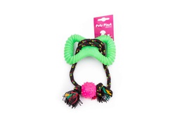 [231470] MORDILLO 8 DE GOMA + PELOTA PUAS SOGA ALPINA 8MMX85CM S1201 PETS PLAST